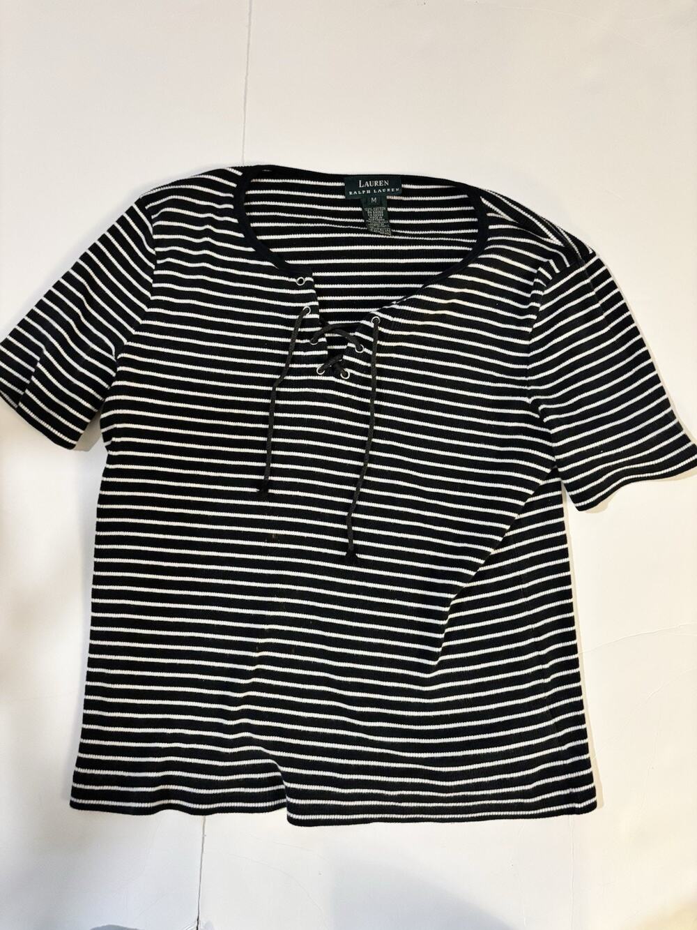 Lauren Ralph Lauren 100% Cotton Striped Black and White Size M